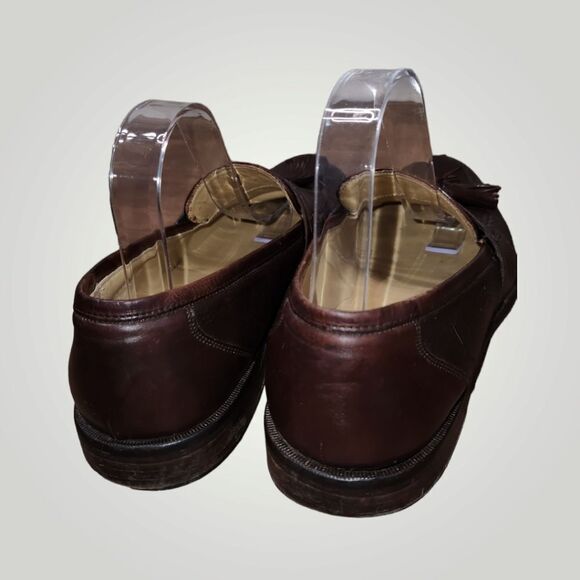 JOHNSTON & MURPHY MADE IN ITALY BROWN LEATHER MENS TASSEL LOAFERS SHOES … main image 13